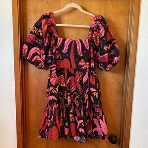 FARM Rio Vibrant Pink and Orange Mini Dress